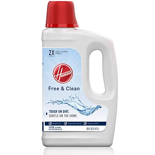Hoover Free & Clean Deep Cleaning Carpet Shampoo, Concentrated Machine Cleaner Solution, 50oz Hypoallergenic Formula,