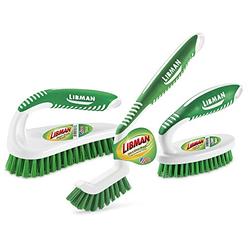 Libman Scrub Brush Kit - Three Different Durable Brushes for Grout, Tile, Bathroom, Kitchen. Easy to Handle, Strong Fibers for T