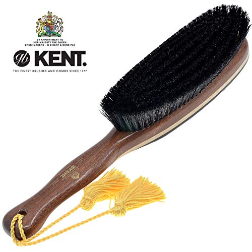 KENT CR8 Three Veneered Woods with 100% Natural Black & White Boar Bristle Clothes Brush and Lint Remover for Cashmere, Wool,