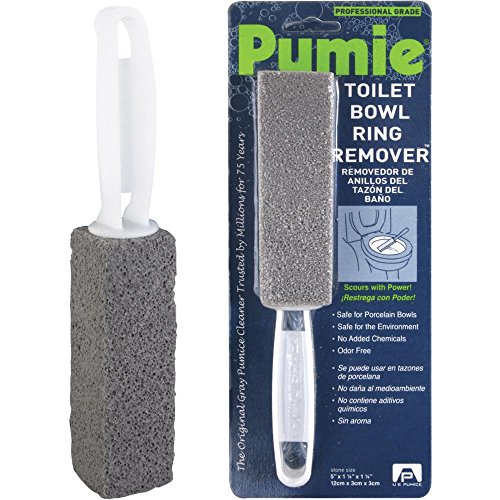 Pumie Toilet Bowl Ring Remover, TBR-6, Grey Pumice Stone with Handle, Removes Unsightly Toilet Rings, Stains from Toilets,