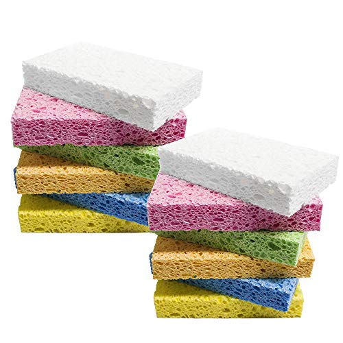 ARCLIBER Scrub Sponge,Heavy Duty Color Cellulose Sponge,Clean Tough Messes Without Scratching (12 Pack)