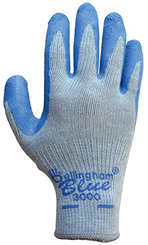 Lfs Glove Bellingham C3000L Blue Premium Seamless Knit Work Glove with Natural Rubber Blue Latex Palm, Large