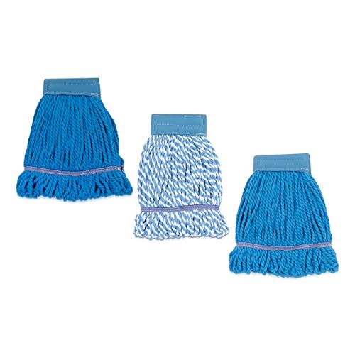 Simpli-Magic 79225 Antimicrobial Hospital Grade Commercial Microfiber Looped Mop Heads, 3 Pack, Blue, 3 Pack