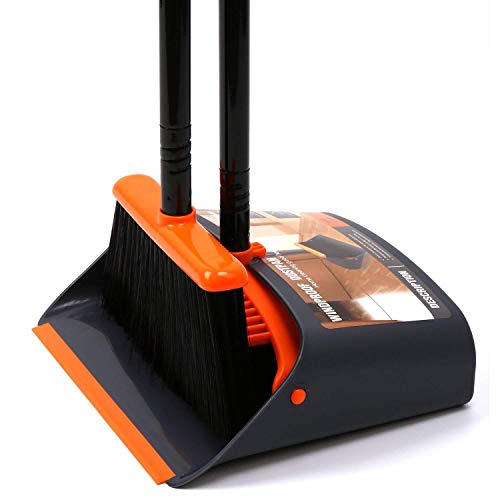 TreeLen Dustpan and Broom/Dustpan Cleans Broom Combo with 52" Long Handle for Home Kitchen Room Office Lobby Floor Use