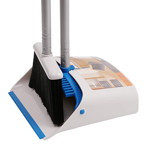 TreeLen Long Handle Broom and Dustpan Set,Upright Dust Pan Combo for Home, Kitchen, Room, Office, Lobby Floor Use Without