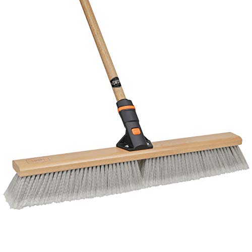 swopt 24" SWOPT Premium Push Broom for Smooth Surfaces â€“ 60" Comfort Grip Wooden Handle â€“ EVA Foam Comfort Grip â€“ Handle