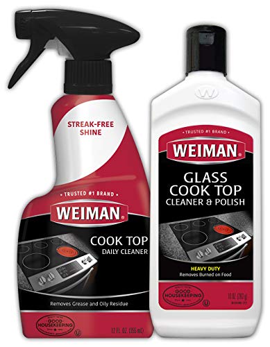 Weiman Ceramic and Glass Cooktop Cleaner - 10 Ounce Stove Top Daily Kit - 12 Ounce - Glass Ceramic Induction