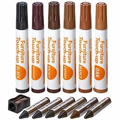 Katzco Furniture Repair Kit Wood Markers - Set of 13 - Markers and Wax Sticks with Sharpener - for Stains, Scratches, Floors,