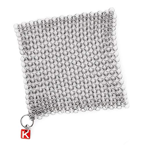 CM SCRUBBER Knapp Made 6" Small Ring Chainmail Scrubber - for Cast Iron, Stainless Steel, Hard Anodized Cookware - Cast Iron