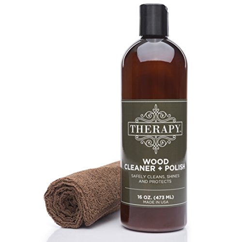 Therapy Wood Cleaner and Polish Kit with Large Microfiber Cloth, 16 fl. oz. - Best Used as Furniture, Wood Table Cleaner,