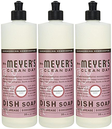 Mrs. Meyer's Clean Day Liquid Dish Soap, Rosemary, 16 Ounce Bottles, 3pk