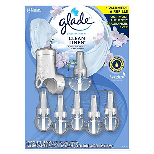 Glade plugins Scented Oil Bonus Pack Clean Linen 6 Refills and 1 Warmer
