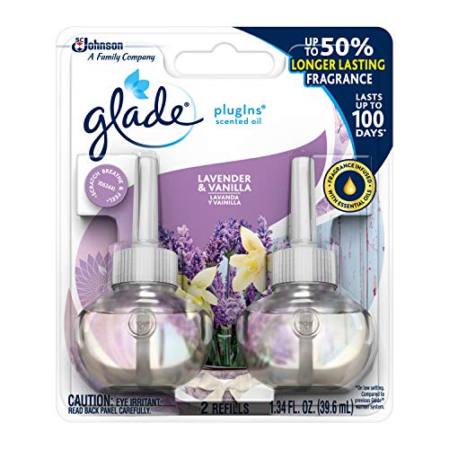 Glade PlugIns Refills Air Freshener, Scented Oil for Home and Bathroom, Lavender & Vanilla, 1.34 Oz, 3 Count
