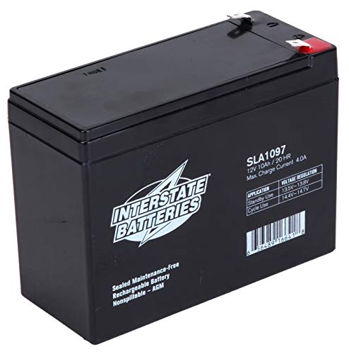 Interstate Batteries 12V 10AH Sealed Lead Acid (SLA) Battery (AGM), 250 Faston (SLA1097)