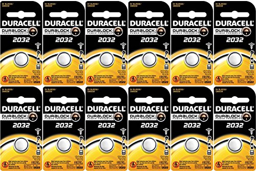 Duracell DL2032 Lithium Coin Battery, 2032 Size, 3V, 230mAh Capacity Pack of 12