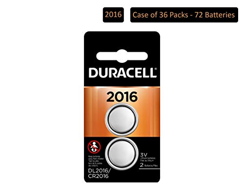 Duracell - 2016 3V Lithium Coin Battery - long lasting battery - 2 count (Pack of 36)