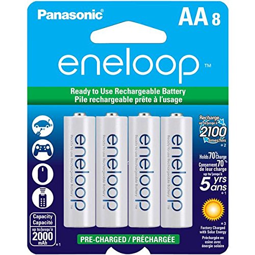 ENELOOP Panasonic BK-3MCCA8BA eneloop AA 2100 Cycle Ni-MH Pre-Charged Rechargeable Batteries, 8 Pack