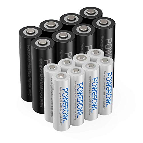 Powerowl AA AAA Rechargeable Batteries POWEROWL, Pre-Charged High Capacity 2800mAh & 1000mAh 1.2V NiMH Battery Low Self Discharge,