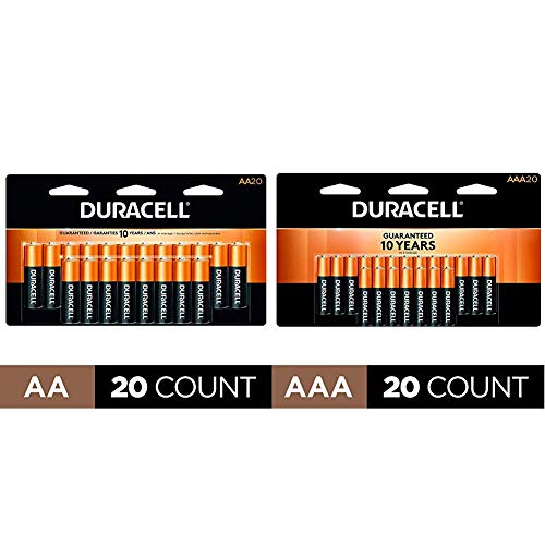 Duracell - CopperTop AA Alkaline Batteries - long lasting - 20 Count with CopperTop AAA Alkaline Batteries - long lasting,-