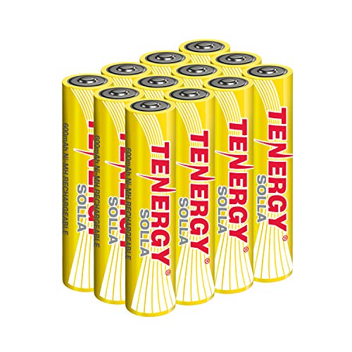 Tenergy Solla AAA Rechargeable NiMH Battery, 600mAh Solar Batteries for Solar Garden Lights, Outdoor Patio, Anti-Leak,