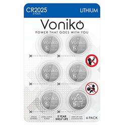 VONIKO 3 Volt CR2025 Battery 6 Pack â€“ CR 2025 Battery â€“ CR 2025 Lithium Coin Batteries â€“ Child-Resistant Packaging