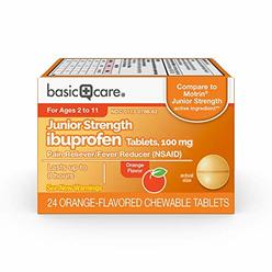 Amazon Basic Care Basic Care Children's Ibuprofen Chewable Tablets, 100 mg, Pain Reliever and Fever Reducer (NSAID), 24 Count