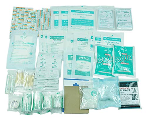 General Medi 160 Piece First Aid Kit Bag Refill Kit - Includes Eyewash, Instant Cold Pack, Bandages,Emergency Blanket, Moleskin Pad,Gauze