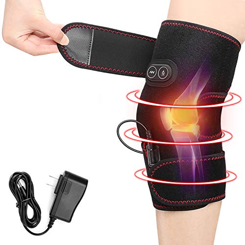 PKSTONE Heated Knee Brace Wrap, 3 Adjustable Heat and Vibration Knee  Massager for Arthritis Knee Pain Relief Massaging Knee Pad with
