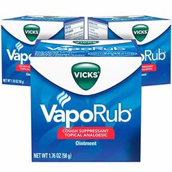 Vicks VapoRub Chest Rub Ointment 1.76 oz (3 Pack) - Relief from Cough, Cold, Aches, and Pains, with Original Medicated Vicks