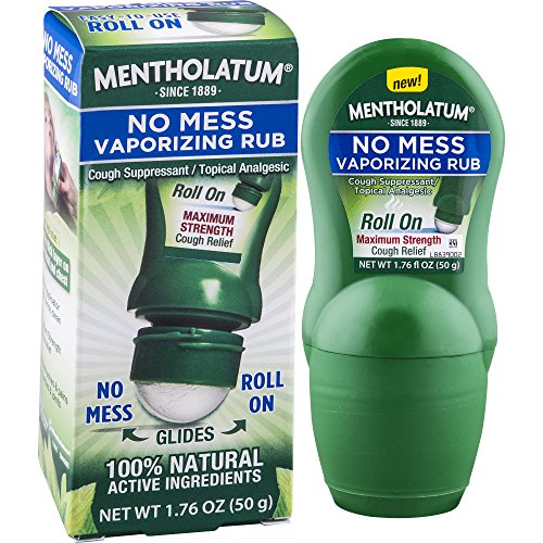 Mentholatum No Mess Vaporizing Rub with Easy-to-use Roll On Applicator, 1.76 Ounce (50g) - 100% Natural Active Ingredients