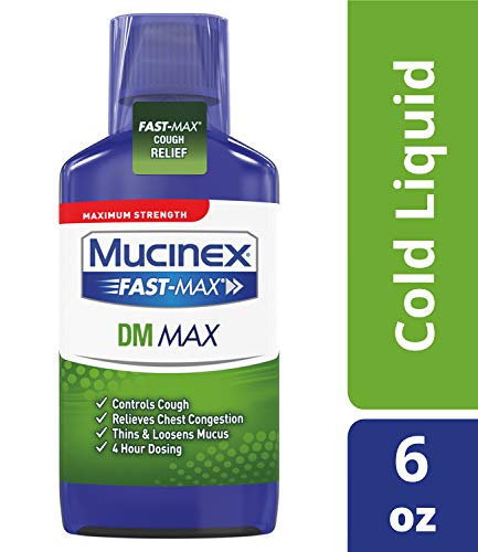 Mucinex Fast-Max DM, Max Strength Chest Congestion Relief with Guaifenesin, Adult Cough Suppressant Liquid, 6 oz (Pack of 2)