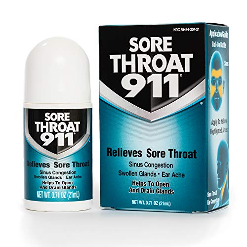 Sore Throat 911 Relieves Sore Throat Sinus Congestion Swollen Glands Ear Ache Helps to Open and Drain Glands 0.71 Ounce
