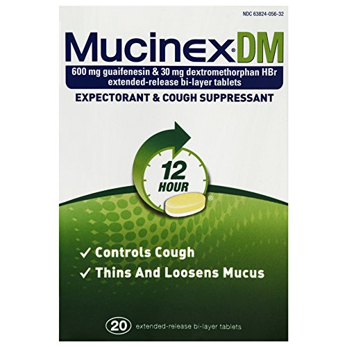Mucinex DM 12-Hour Expectorant and Cough Suppressant Tablets, 20 Count (Pack of 5)