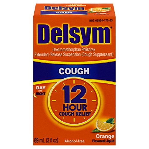 Delsym Adult Cough Suppressant Orange Flavored Liquid, 3 oz (Pack of 6)