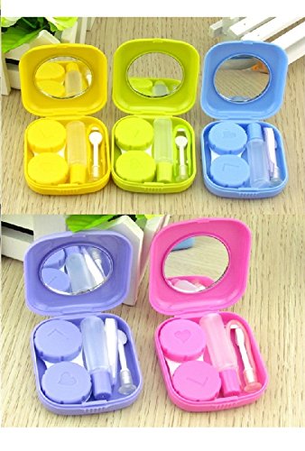 &nbsp; Sheery E 2 PCS Mini Travel Contact Lens Case Kit Holder Mirror Box (Random-Color)