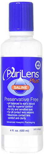 PuriLens Plus Preservative Free Saline 4 Fl Oz bottles, Pack of 12