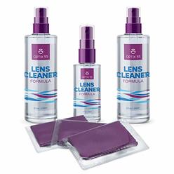 Optix 55 Lens Cleaner Spray Kit - Alcohol & Ammonia Free | (2) 8oz + (1) 2oz Eye Glasses Cleaner Spray Bottles + (3) Microfiber