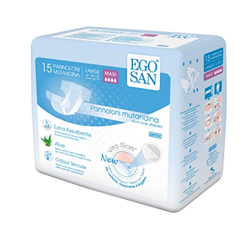 EGOSAN Maxi Incontinence Disposable Adult Diaper Brief with Tabs Maximum Absorbency and Adjustable for Men and Women (Large