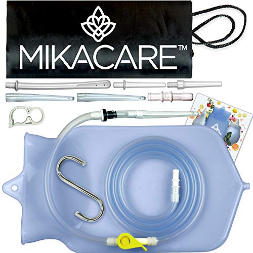 Mikacare Enema Bag Kit Clear Non-Toxic Silicone. for Coffee and Water Colon Cleanse. 6 Foot Long Hose, BPA and Phthalates