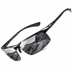 DUCO Men's Sports Polarized Driving Carbon Fiber Sunglasses for Men UV400 Protection DC8277 (Black)