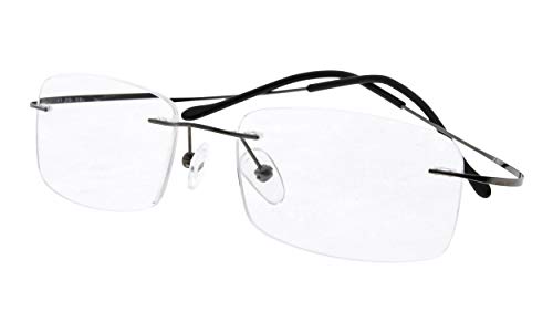 Eyekepper Titanium Rimless Reading Glasses Readers Men Women Gunmetal +2.0