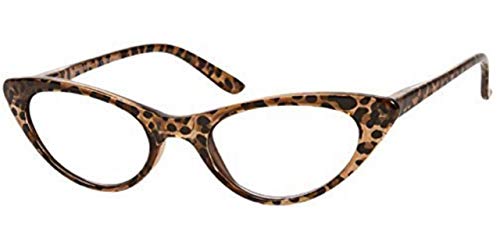 Readers The Brit Cat Eye Reading Glasses, Full Frame Readers for Women +1.50 Brown Leopard (1 Microfiber Cleaning Pouch Included)