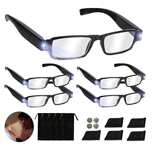 Duanmei Reading Glasses Bright LED Readers with Lights Reading Glasses Lighted Magnifier Nighttime Reader Compact Full Frame Eyewear