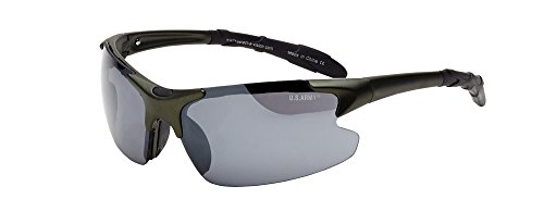 US Army Sunglasses Men's Semi-Rimless Oval Sunglasses, 100% UVA/UVB, Green