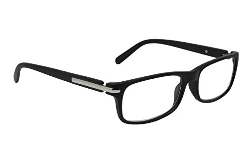 Dr. Dean Edell Unisex Modern Rectangle Black Front and Temples Reading Glass, 1.25