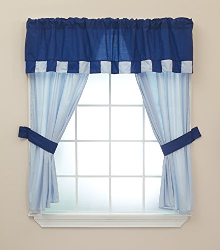 BabyDoll Bedding Baby Doll Bedding Patchwork Perfection Window Valance and Curtain Set, Royal Blue/Light Blue, 5 Piece