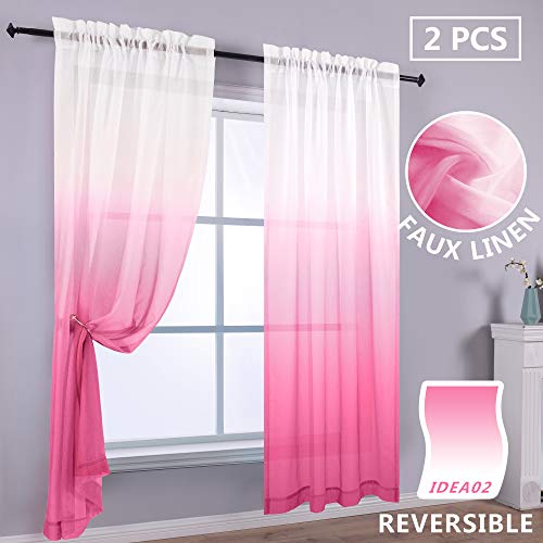 KOUFALL Baby Pink Curtains for Bedroom Girls 2 Panels Sheer Pink Curtains for Girl Room Decor Little Kids Nursery Toddler Teen C