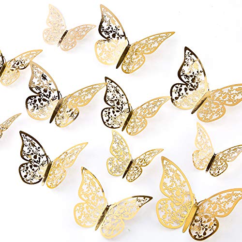 AIEX 24pcs 3D Butterfly Wall Stickers 3 Sizes Butterfly Wall Decals Room  Wall Decoration for Bedroom Party Wedding