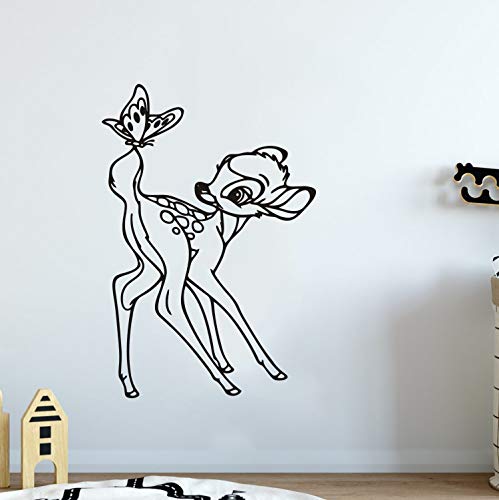 Makeyes Bambi Wall Deer Butterfly Vinyl Sticker Decals for Kids Bedroom Nursery Living Room Interior Decorations Designs Art