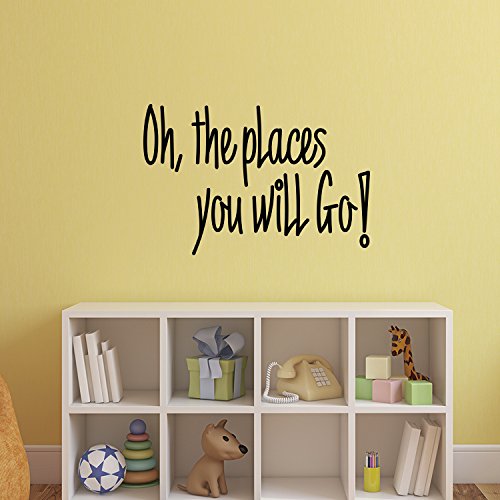 Pulse Vinyl Oh, The Places You Will Go! - Dr. Seuss Quotes - Vinyl Wall Art Stickers - 20" x 30" - Kids Room Wall Decor- Cute Vinyl